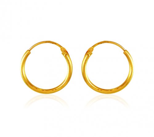 Hoop Earrings 22Kt Gold - AjEr62410 - 22K Gold plain Hoop earrings.