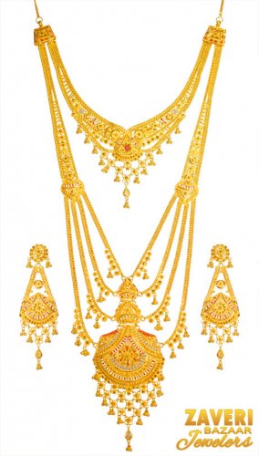 22 Karat Gold Long Necklace Set 