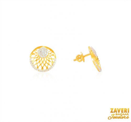 22 Kt Fancy Gold CZ Earrings 