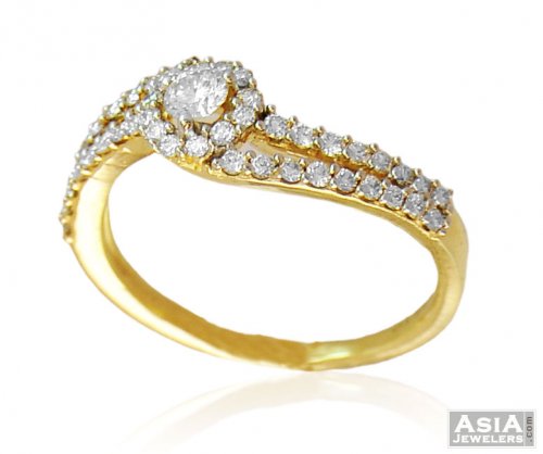 18K Delicate Diamond Ring - AjDr58671 - 18k Yellow Gold Ladies Diamond ...