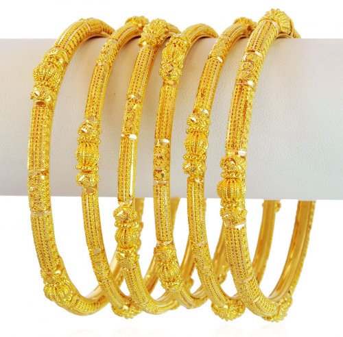 22K Gold Filigree Bangles Set    