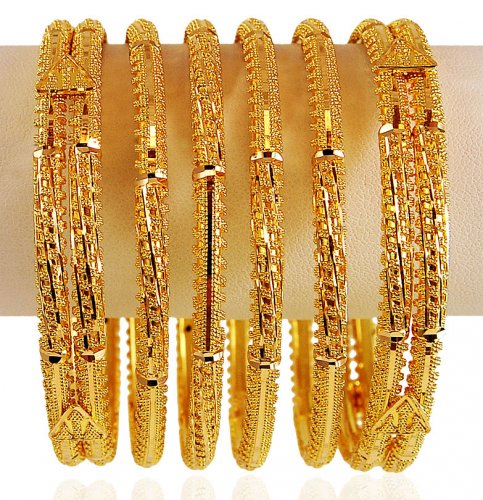 22 Karat Gold Bangles Set - AsBa62590 - 22k gold bangles set (6 pcs ...