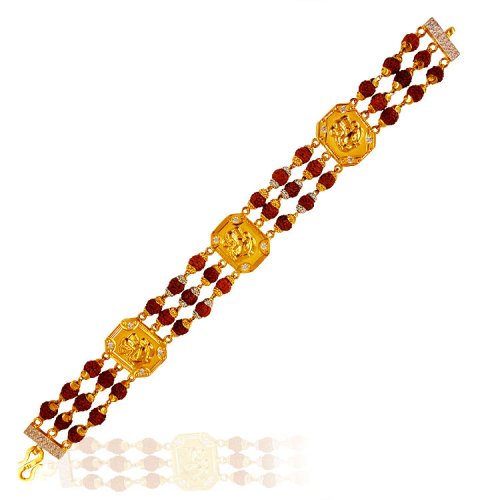 Buy quality 22K Gold Om Disign Double Line Rudraksha Bracelet in Ahmedabad