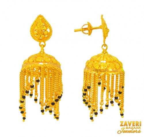 22 Kt Gold Jhumki Earrings 