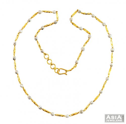 22K Gold & White Gold Ball Chain