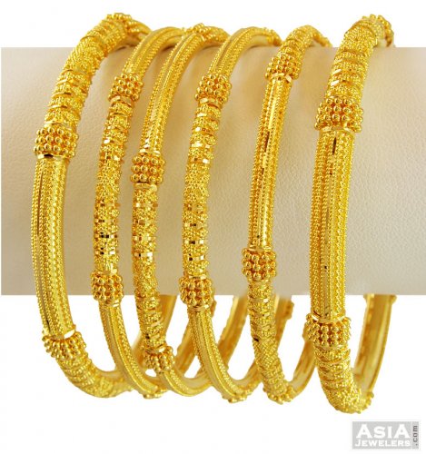 22K Yellow Gold Bangles Set 