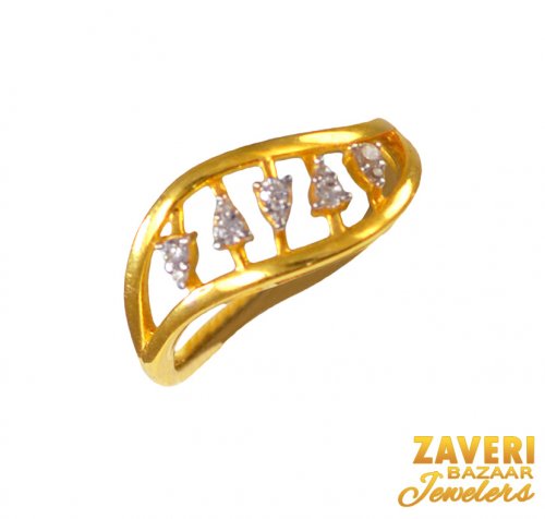 22Kt Gold CZ Fancy Ring 