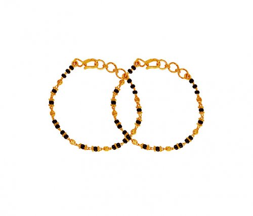 22K Black Bead Baby Bracelets(pair) 