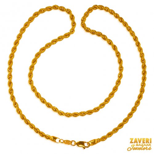 Gold Rope Chain 22 kt 18 Inch 
