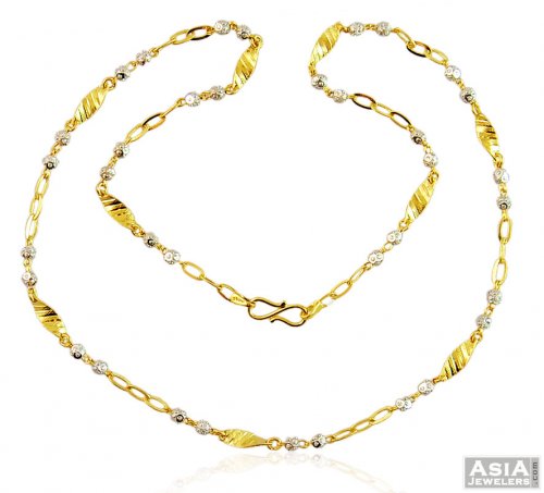 22K Fancy Gold Chain - AjCh58722 - 22k Gold Chain designed in a link ...