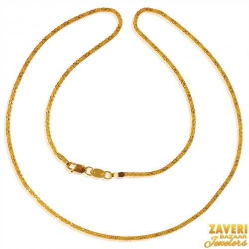  22 Kt Gold Flat Chain (18 In) 