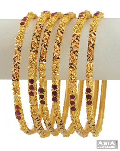 22K Gold Meenakari Bangles Set 