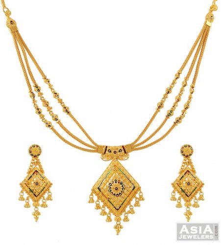 22K Necklace Set with Enamel paint 