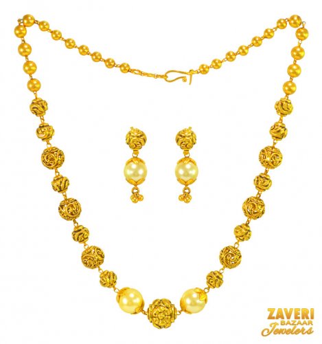 22KT Gold Antique Mala Necklace Set 