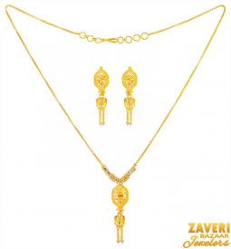 22K Gold Two Tone Necklace Set ( 22K Light Necklace Sets )