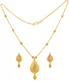 22 Karat Gold Necklace Earring Set ( 22K Light Necklace Sets )
