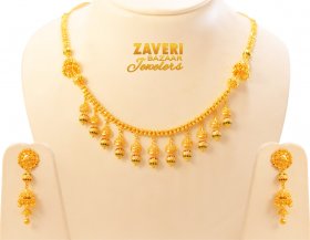 22Kt Gold Meenakari Necklace Set ( 22K Gold Necklace Sets )