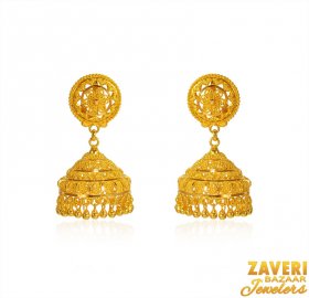 22K Gold Jhumki Earrings ( 22K Gold Earrings )