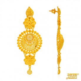 Floral Earrings in 22 Kt Gold ( Gold Long Earrings )