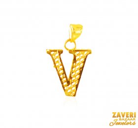 22Kt Gold Initial Pendant (V)