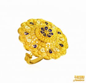 22Kt Gold Meenakari Ring ( 22K Exquisite Rings )