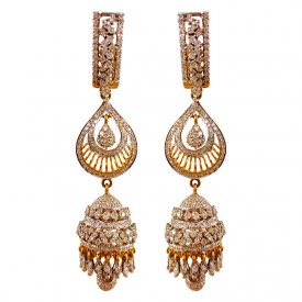 18k Gold Diamond Jhumki Earrings ( Diamond Earrings )