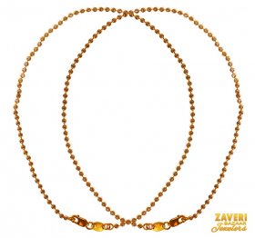 22 Kt Gold Two Tone  Anklet (2 PC) ( Gold Anklets (Payals) )