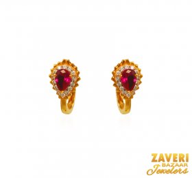 22Kt Gold Colored Stone Earrings