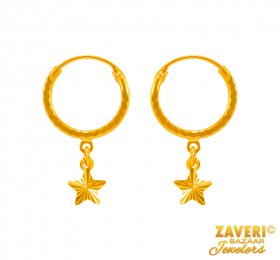 22 Karat Gold Bali Earring   ( 22K Gold Hoops )