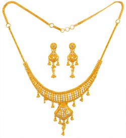 22 Karat Gold Two Tone Necklace Set ( 22K Gold Necklace Sets )