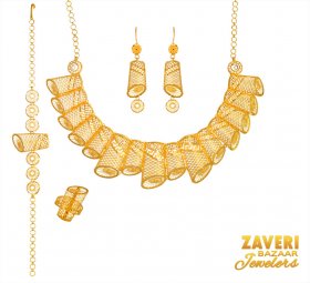 21Kt Gold Necklace Earring Set ( 22K Gold Necklace Sets )