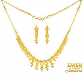 22 k Gold Traditional Necklace Set  ( 22K Light Necklace Sets )