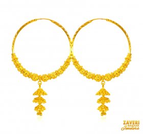 22 Kt Gold Hoop Earrings ( 22K Gold Hoops )