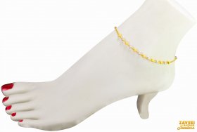22 Kt Gold Two Tone Anklet (1 PC) ( Gold Anklets (Payals) )