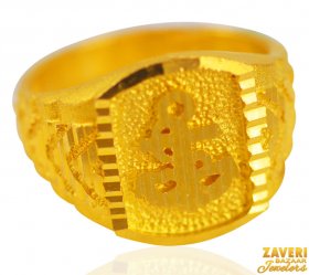 22 KT Gold Anchor logo Ring ( Men`s Rings )