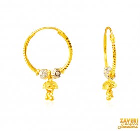 22Kt Gold Two Tone Hoop Earrings