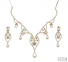 Fancy 2 Tone White Gold Diamond Set ( Diamond Necklace Sets )