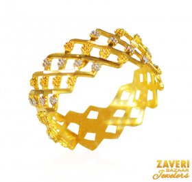 22Kt Two Tone Gold Ring ( 22K Gold Rings )