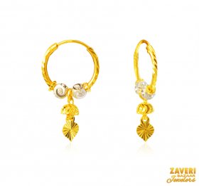 22Kt Gold Two Tone Hoop Earrings