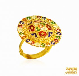 22Kt Gold Meenakari Ring (Ladies) ( 22K Exquisite Rings )