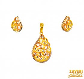 22Kt Gold Multi Tone Pendant Set