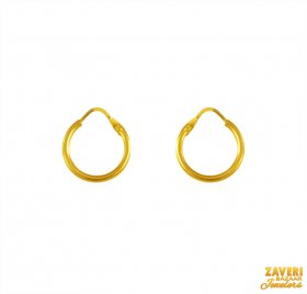 22 kt Plain Gold Hoop Earrings  ( 22K Gold Hoops )