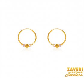 22 Kt Gold Two Tone Bali  ( 22K Gold Hoops )