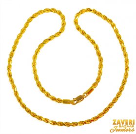 22 kt Gold Rope Chain (20 In) ( Plain Gold Chains )