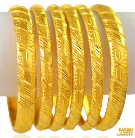 22K Gold Machine Bangles (pair) ( 22K Gold Bangles )