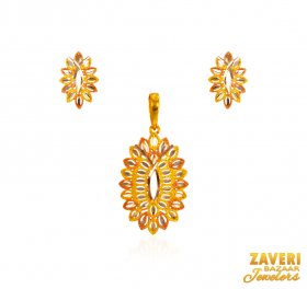 22Kt Gold Multi Tone Pendant Set