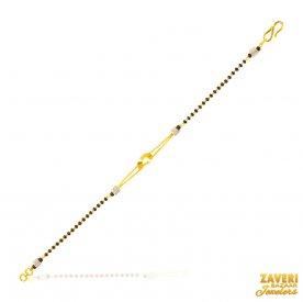 22Kt Gold Black Beads CZ Bracelet