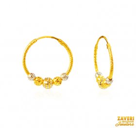 22Kt Gold Two Tone Hoop Earrings