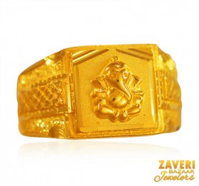22k Gold Ganesha Mens Ring  ( Men`s Rings )
