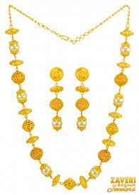 22 Karat Gold Balls Necklace Set ( 22K Gold Necklace Sets )